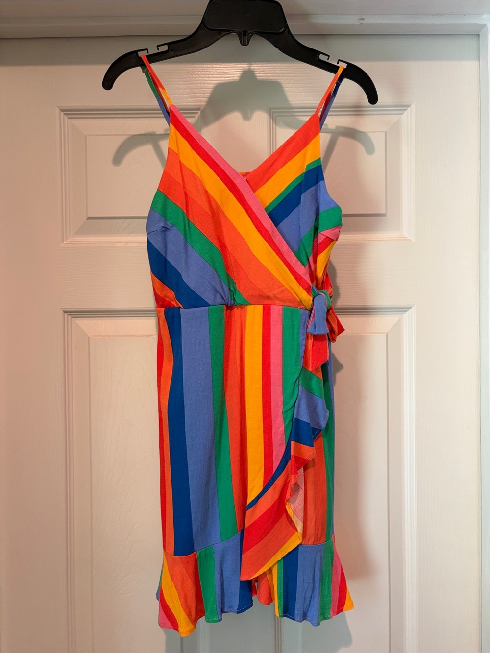 GB girls Rainbow Stripe Wrap Dress in Bright Multicolor